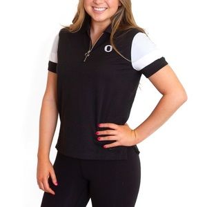NWT Nike Golf Oregon O Sleeve Stripe Zip Polo